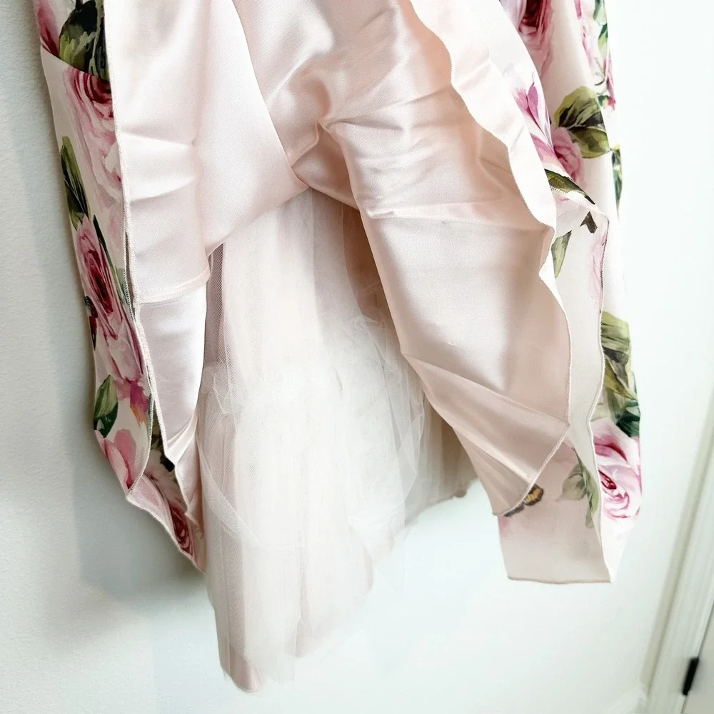 Dolce & Gabbana Girls Pink Rose Butterfly Farfalle Silk Dress Size 7/8